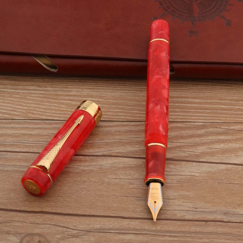 Jinhao 100 Acryl Brunnen Stift pfeil kirsche verrotten Dreh Elegante Unterschrift Goldene tinte stifte Schreibwaren Büro Liefert