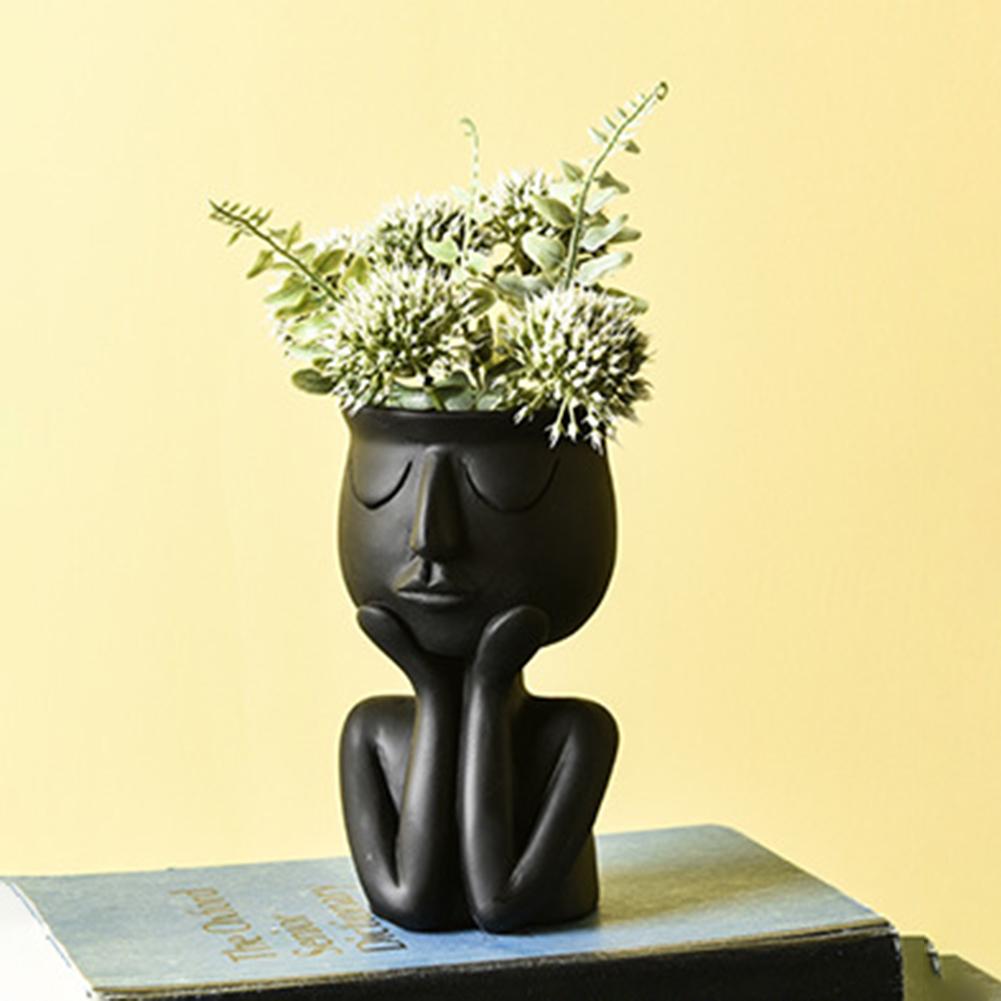 Menneske tænker ansigt keramiske hjemmeplanter blomsterpotte vase planter borddekoration