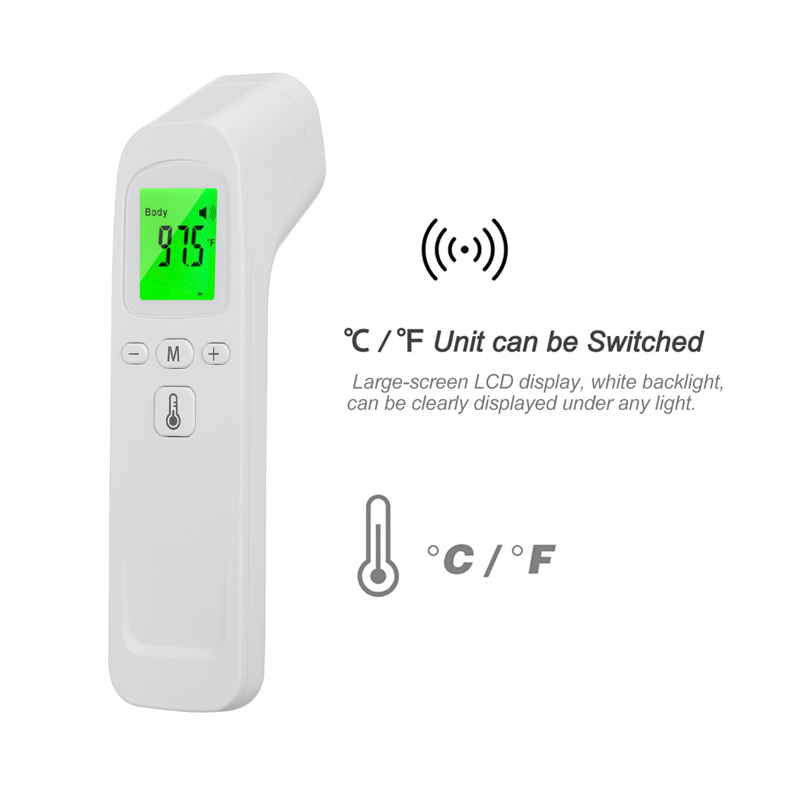 Infrarood Thermometer Non-Contact Digitale Voorhoofd Thermometer Lcd Backlight Infrarood Temperatuur