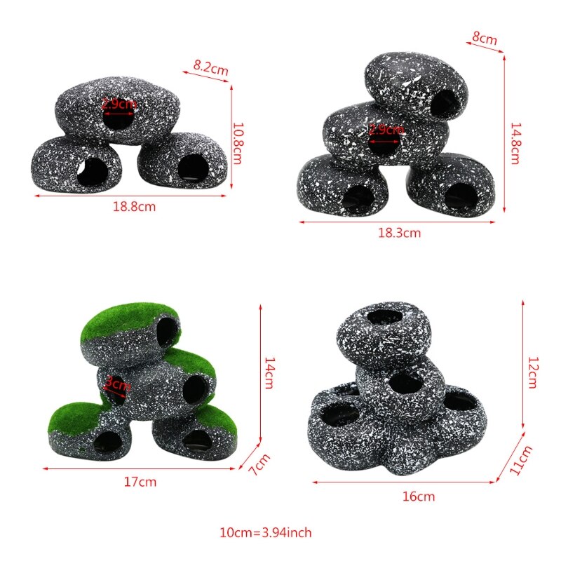 Resin Stone Aquarium Decorations for Fish Tank Ornamental Rock Cave Hideout for Aquatic Pet Cichlid Betta 5 Options