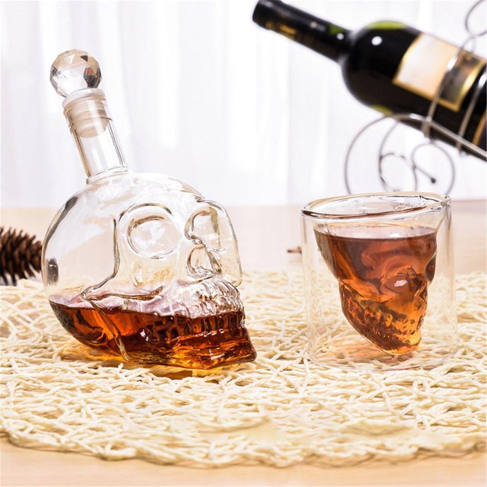 Bouteille en verre avec crâne en cristal, bouteille créative avec crâne, pour whisky, Vodka, vin, 75ML/350ML/550ML/1000ML, carafe