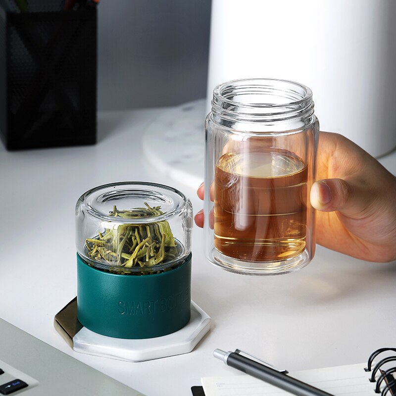 Bouteilles d'eau en verre 200ml avec infuseur de thé de filtre d'acier inoxydable