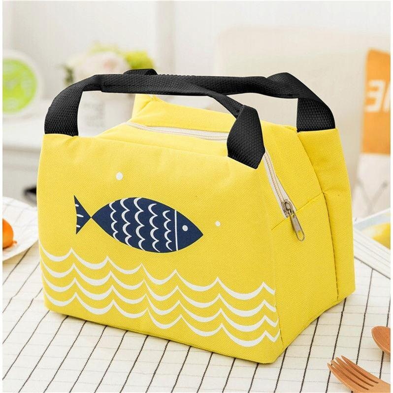 CETIRI Small Waterproof Kids Food Drinking Picnic Cooler Handle Portable Storage Aluminium Thermal Insulated Zipper Lunch Bag: Yellow