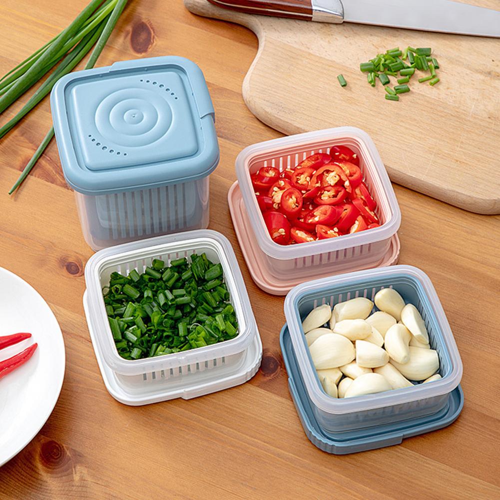 Storage Holder Multi-use Double Layer PP Kitchen Drainage Food Holder for Home Herb Spice Vegetable Fruit Storage Boxes