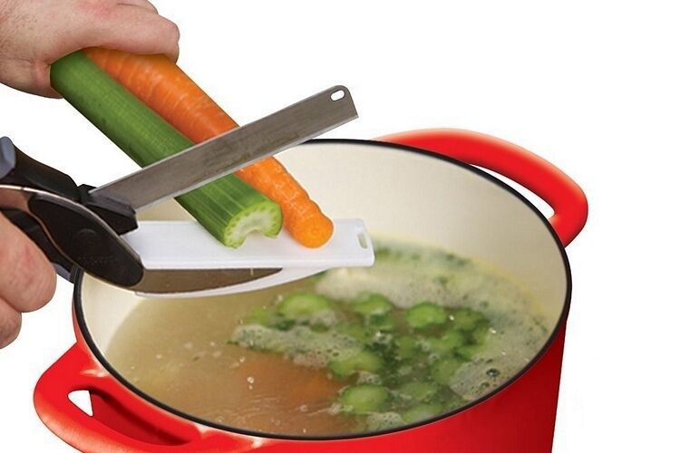 Keukenschaar - 24.5cm - Roestvrij Staal & PP Handvat - Snijplank Hakker - Fruit Groente Snijder