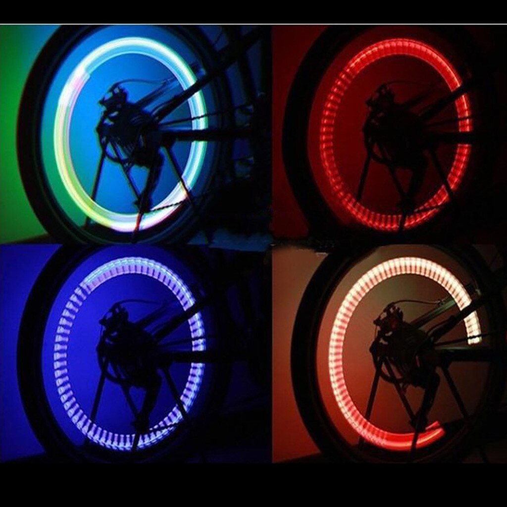 2PCS 7 Color Bike Decoration LED Light Tire Valve Cap Bicycle Flash Light Mountain Road Bike Cycling Tyre Wheel Lights