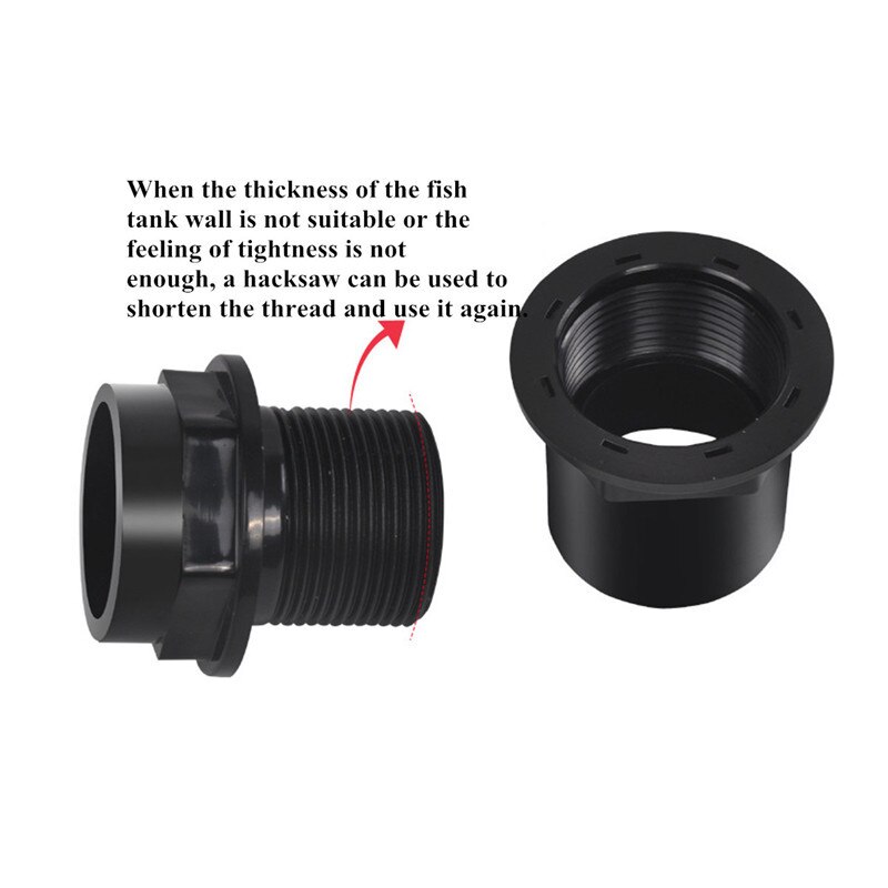20/25/32/40/50Mm Black Aquarium Connector Pvc Waterdicht Pijp Butt Aquarium Straight fitting Joint Aquarium Gereedschap Accessoire