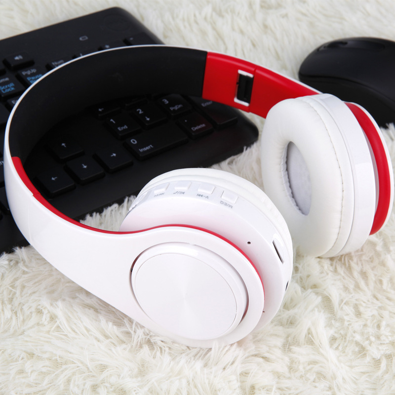 Tourya B7 auriculares inalámbricos Bluetooth Auriculares auriculares con micrófono para PC teléfono móvil música: White Red