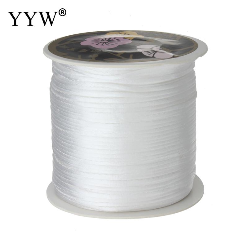 70 m/PC 1mm bobine de Nylon mélange couleur noir chinois Satin soie noeud macramé cordon perles européen tressé fil: white