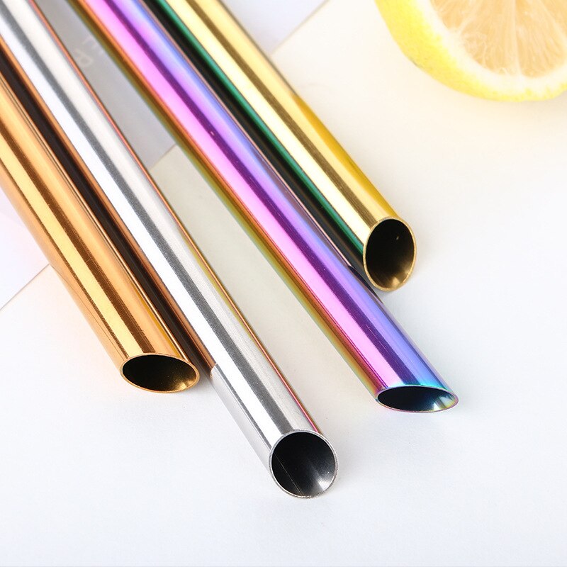 2 stk genanvendelige brede metal sugerør skarpe sugerør 215 x 12mm lige drikke sugerør spidse spidser perle milkshake bubble tea