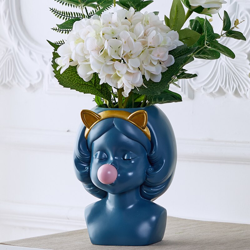 Y. DSHH Grote Creatieve Nordic Stijl Hars Bloem Vaas Decoratie Thuis Decoratieve Vazen Voor Bloemen Pot Vintage Tafel Vaas Leuke Meisje