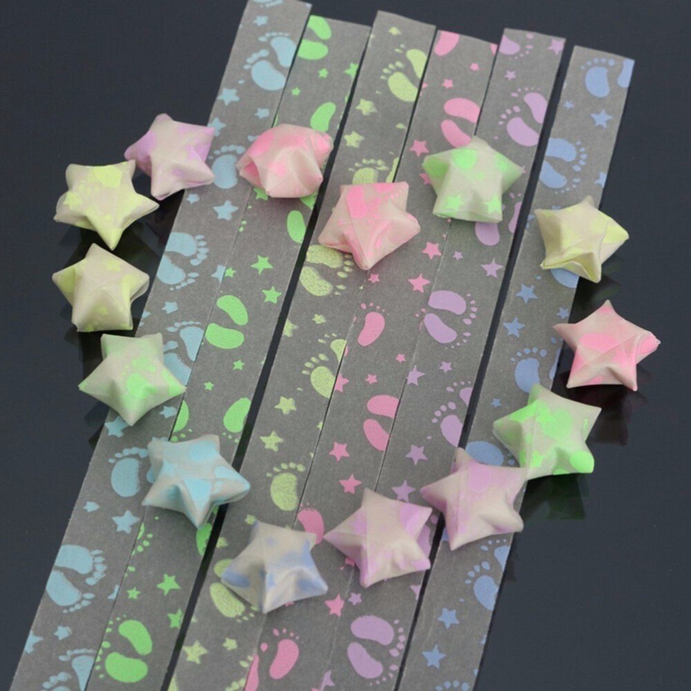 210 Vellen Gemengde Kleur Origami Papier Ambachten Vouwen Voor Diy Craft Lucky Star Gloeit In Het Donker 1 Pack