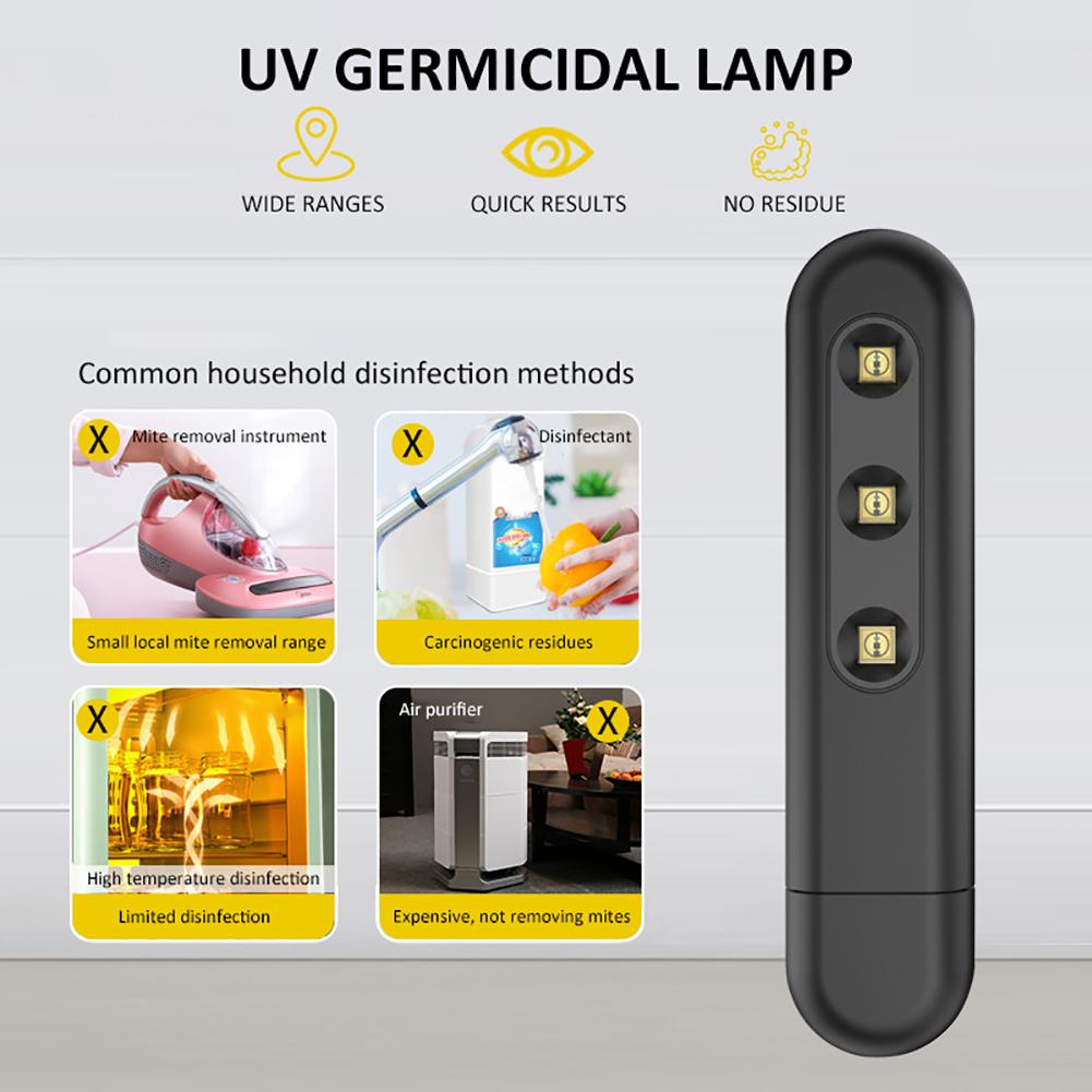 Ultraviolet Germicidal Light Portable Handheld USB Rechargeable UVC Sterilizing Lamp Kill Dust Mite UV Lamp For Home Hospital