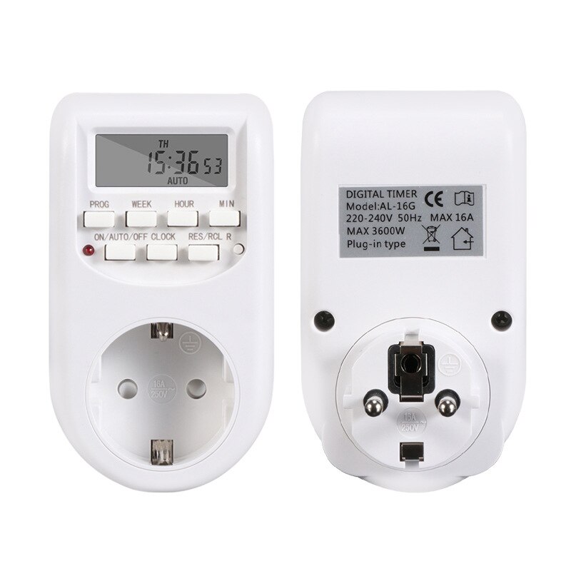 EU Plug Timer Adjustable Programmable Setting of Clock Digital Timer Switch Energy Saving Smart Power Socket: Default Title