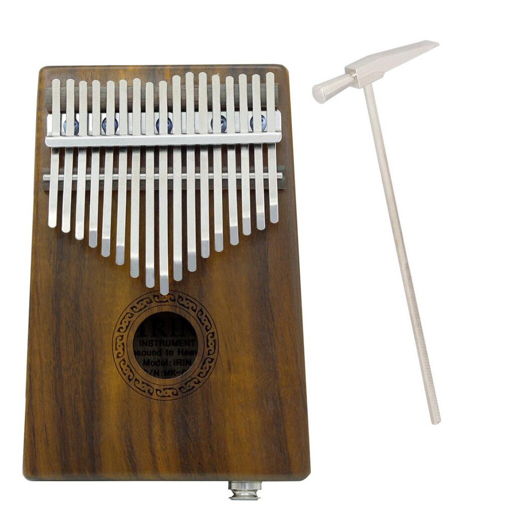 Wooden Electric EQ Kalimba 17 Key Lamellaphone Idiophone Instrument with Shakeproof Case for Kids Friends