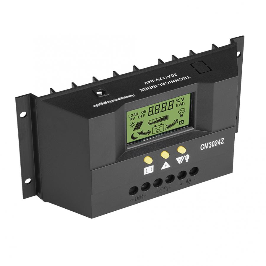 12V 24V PWM Intelligent Solar Panel Charge Controller Regulator LCD Display 30A Solar Charge Regulator