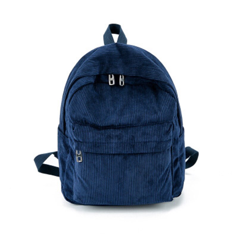 Kvinders rygsæk rejse corduroy studerende piger afslappet rygsæk skoletaske til teenagere: Blå