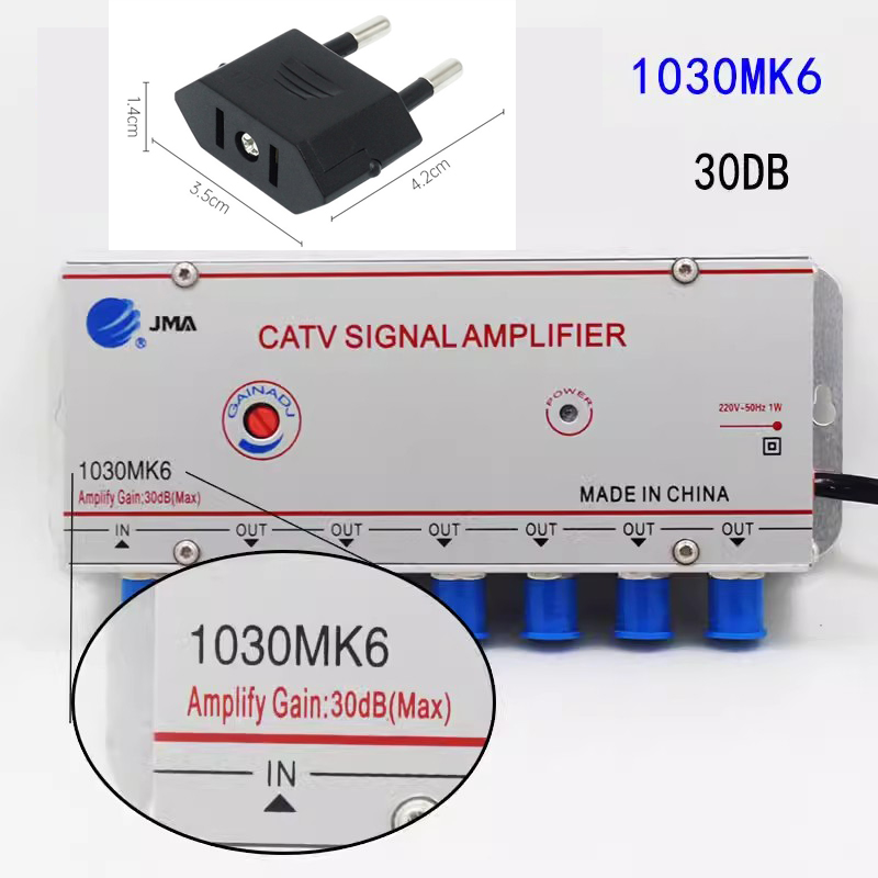 Ac 220V 4 Way Catv Kabel Tv Splitter Versterker 30db Digitale Tv Antenne Signaalbooster Home Tv Apparatuur 45Mhz Naar 860Mhz Us Plug: Oranje