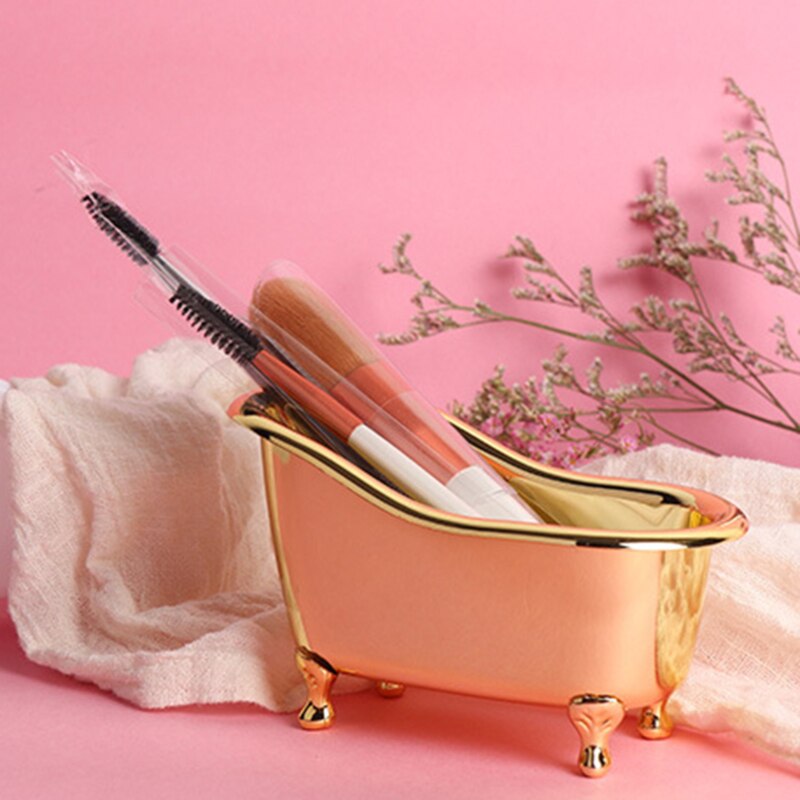 Bathtub Cosmetic Storage Box Plastic Mini Bathtub Jewelry Storage Box Desktop Sundries Storage Box Mini Flower Pot