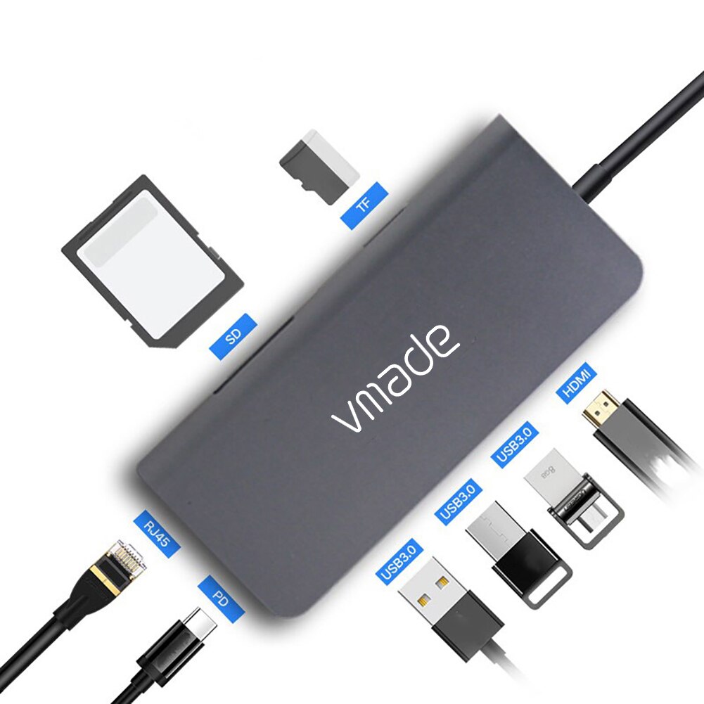 Vmade Usb C Hub Type C Naar Multi Usb 3.0 Hub Hdmi Adapter Dock Voor Macbook Pro Huawei Mate 30 USB-C 3.1 Splitter Poort Type C Hub