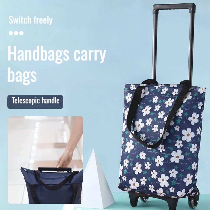 Med hjul tralle handlepose supermarked dagligvarevogn liten tralle handlevogn bærbar tralle med stor kapasitet håndtralle