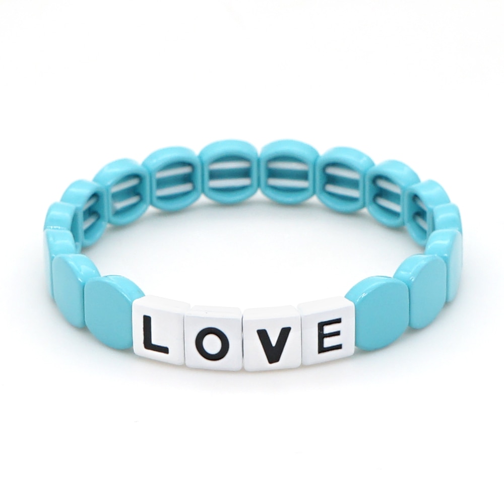 Shinus armband voor vrouwen, geëmailleerde tegelarmbanden, schattige liefdesbrief sieraden, vsco meisje, accessorios, pulsera stretch armband