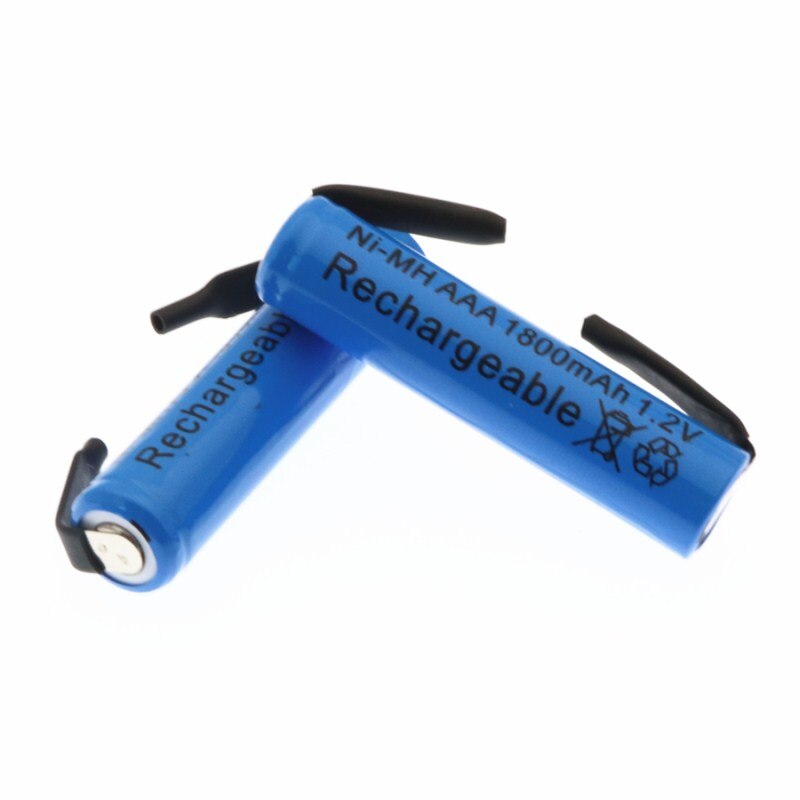 1.2V AAA rechargeable battery 1800mah AAA ni-mh cell with welding tabs pins flat top for toys cordless phone + DIY nickel