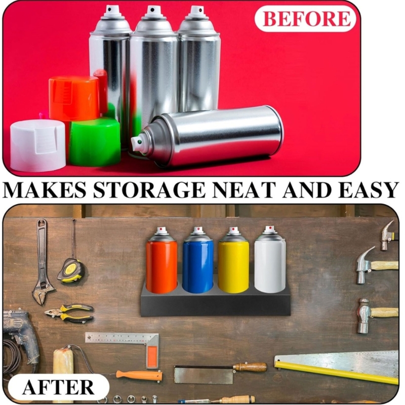 Solution stockage bombes aérosol noires, organisateur peinture polyvalent, porte-bouteille pulvérisation pour les