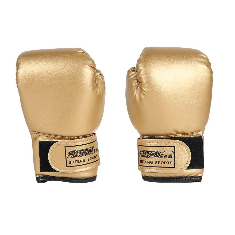 2 Stuks Boxing Training Vechten Handschoenen Lederen Kid Sparring Ademend Muay Thai Sparring Ponsen Karate Kickboxing Handschoenen: 	Gold