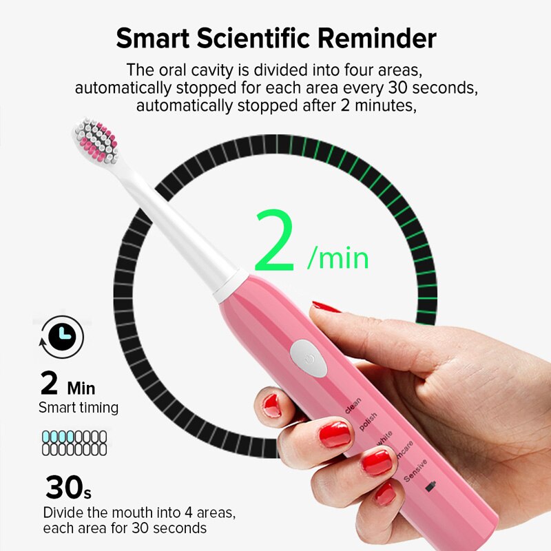 Electric Toothbrush Rechargeable 5 Modes Sonic Toothbrush with 4 Brush Head Waterproof Timer Tooth Brush Whitening For All