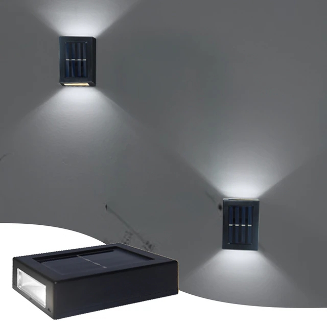 LED lumière solaire extérieure étanche lampe murale solaire haut et bas éclairage jardin escaliers clôture décoration lumière du soleil alimenté lampe: Bleu