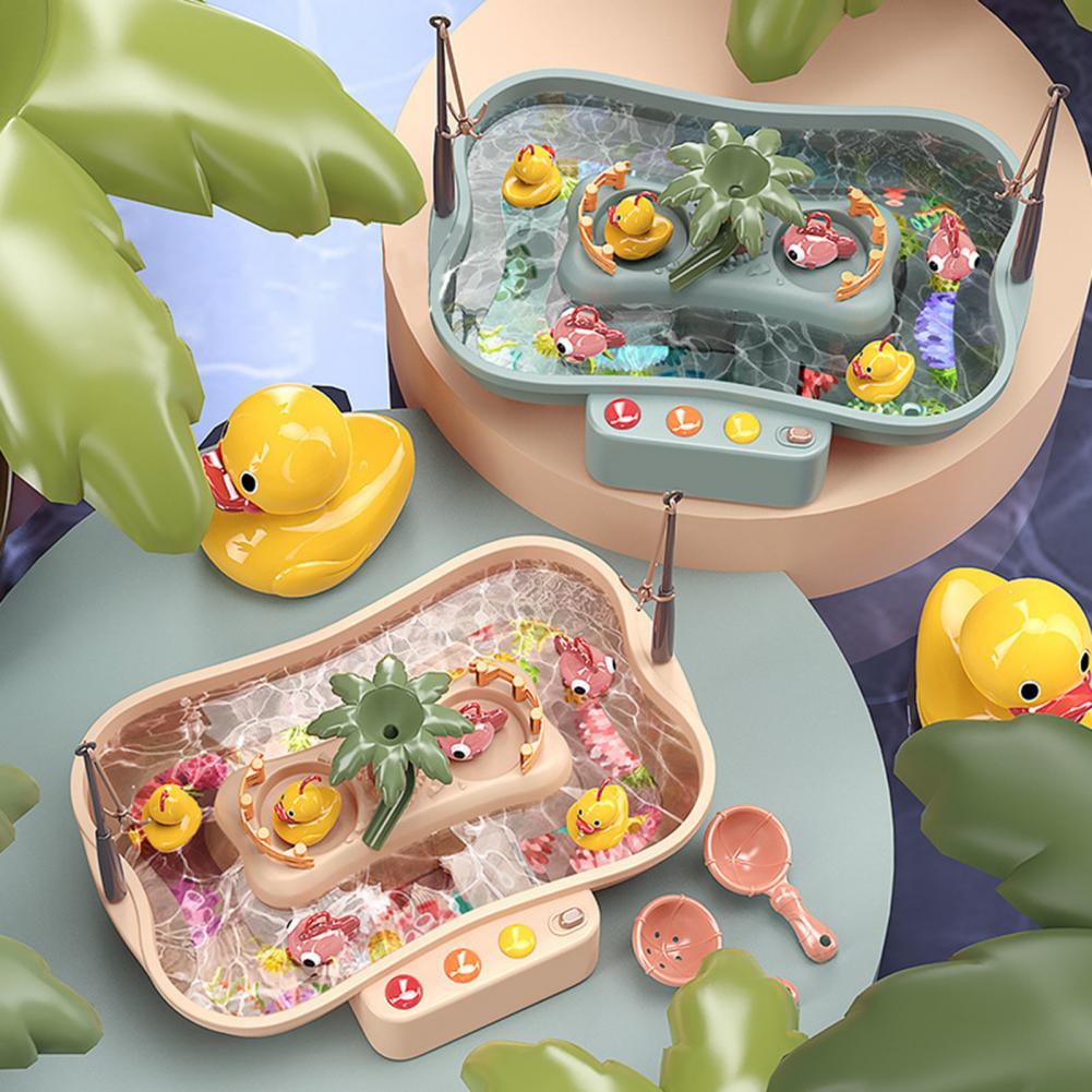 1 Set giocattolo da pesca Musical Electronic Duck Design pesca rotante elettrica gioca gioco giocattolo per l&#39;intrattenimento domestico per bambini