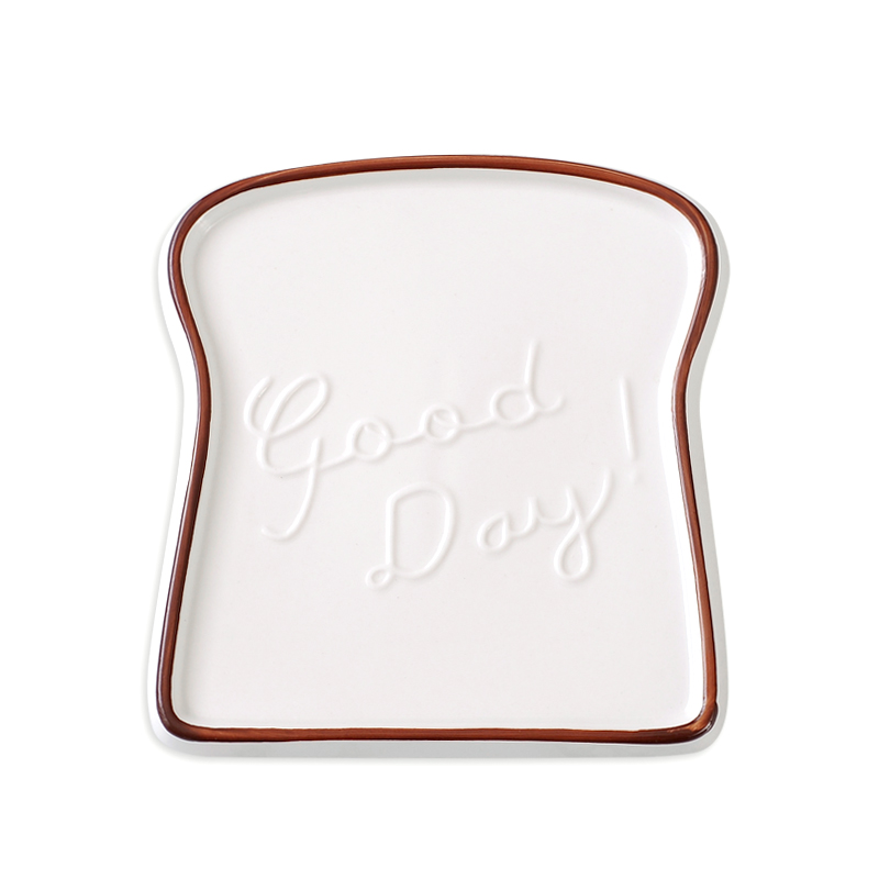 1Pc Goede Dag Toast Vorm Porseleinen Borden Gerechten Voedsel Brood Dessert Tray Voor Ontbijt Servies Keuken Accessoires Servies