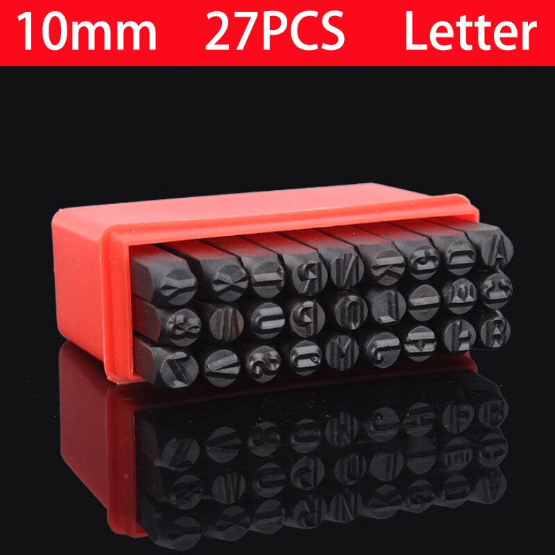LOGO Stamp Steel Die Metal Stamping kit Punch Tool Number Letter Alphabet Stamps Tools DIY Jewelry Gold Silver Metal leather: 10mm  Letter 27pcs