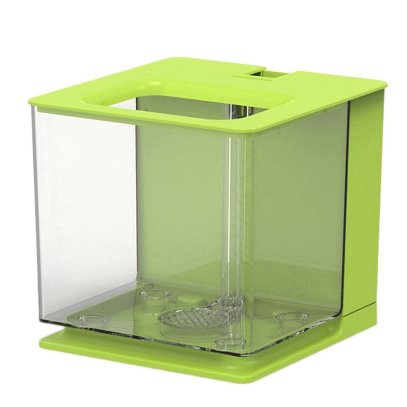 Betta Fish Tank Aquarium Fish Tank Easy to Change the Water Acrylic Plastic Self-Cleaning Small Fish Tank: Green