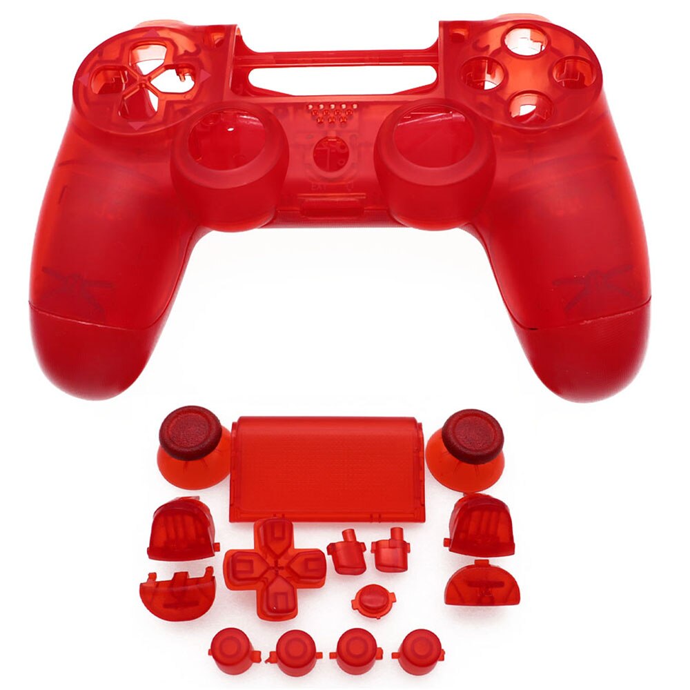 TingDong Full Plastic Hard Shell + Buttons Mod Kit For JDS JDM-050 055 For PS4 5.0 Controller Housing Cover Case: Rose Red