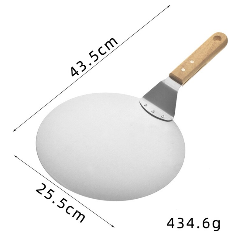 Stainless Steel Pizza Peel, 10 Inch Round Metal Pizza Peel with Wood Handle and Pizza Cutter Wheel &amp; Pizza Shovel for Serving Fo