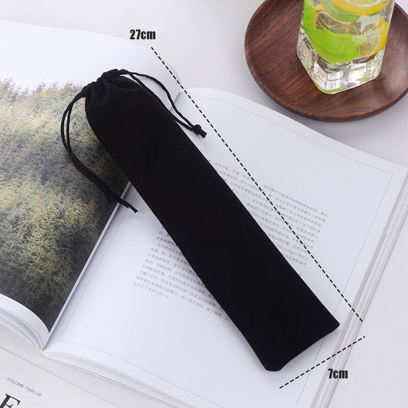 4 Pcs 6mm Straw with Cleaner Brush Short cocktail tubes Long Metal Drinking tubules Drink Straws For Smoothies Tapioca Milk Tea: Long Black Bag-1 pcs