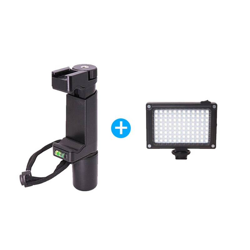 Smartphone Photography Stabilizer Adjustable Phone Handheld Video Live Vlog Handheld Grip For Android iPhone Self Stick Bracket: Grip and LED Light