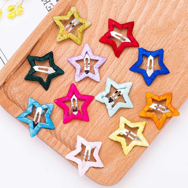 2/10 pçs estrela bebê hairpin gorgorão mini estrela grampo de cabelo meninas doce pano barrettes bonito headwear criança acessórios ferramentas estilo