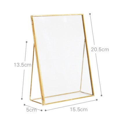Gold Metal Glass Photo Frame Home Decoration Folding Wire Desktop Picture Brass Frames Portraits Landscape