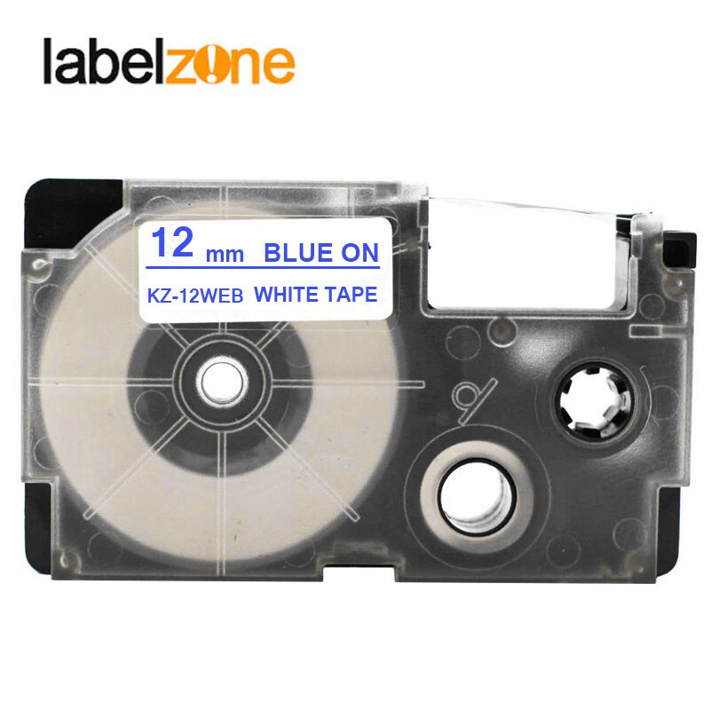 Multicolor 12mm XR-12WE XR-12X XR-12YW Laminiert Label bänder kompatibel für KL60 KL100 KL120 KL750 KL780 KL820 KL7000 KL-7200: Blue on white