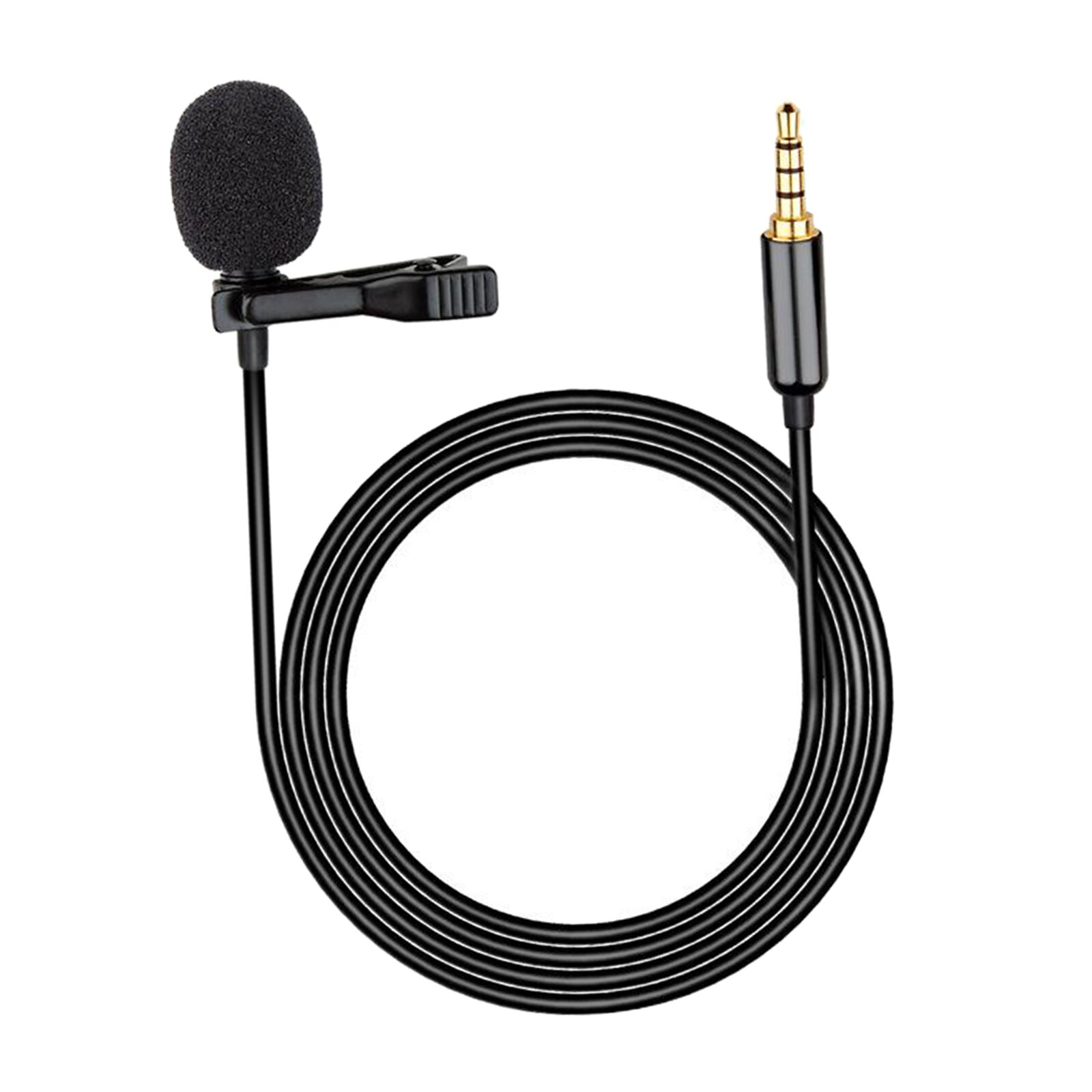 Clip-on Lapel Mic Stereo Audio 3.5mm Jack Lavalier Microphone w/ Storage Bag