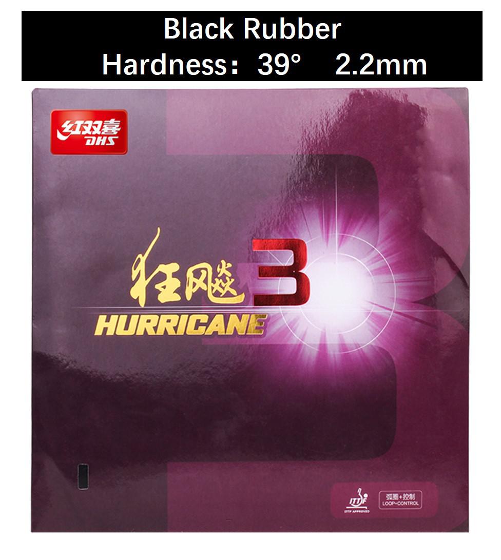 DHS Hurricane 3 Hurricane3 Pips In Table Tennis Rubber With Sponge Ping Pong Rubber Tenis De Mesa with ball: 1 pcs black H39 2.2