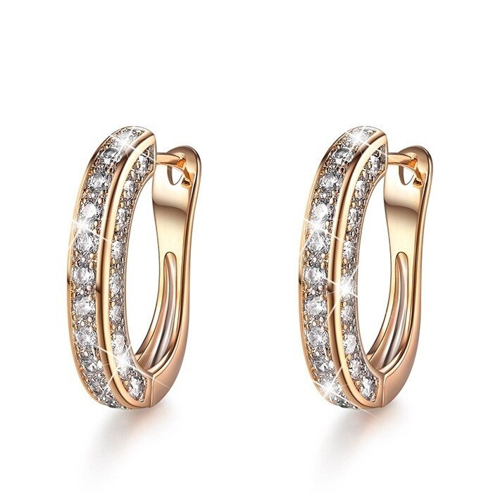 Moda de luxo zircon brincos redondos geométricos brincos de argola de ouro jóias brincos de orelha para o presente de aniversário de casamento de luxo feminino: gold-1pairs