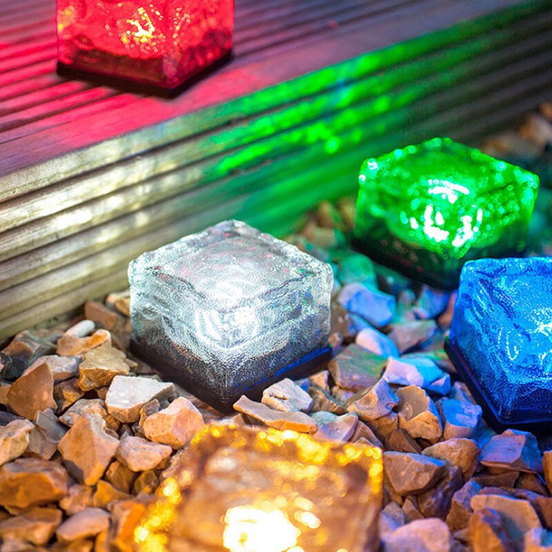 Glas Stone Zonne-energie Kristal Baksteen LED Night Lamp voor Garden Yard Kerst Decor NE