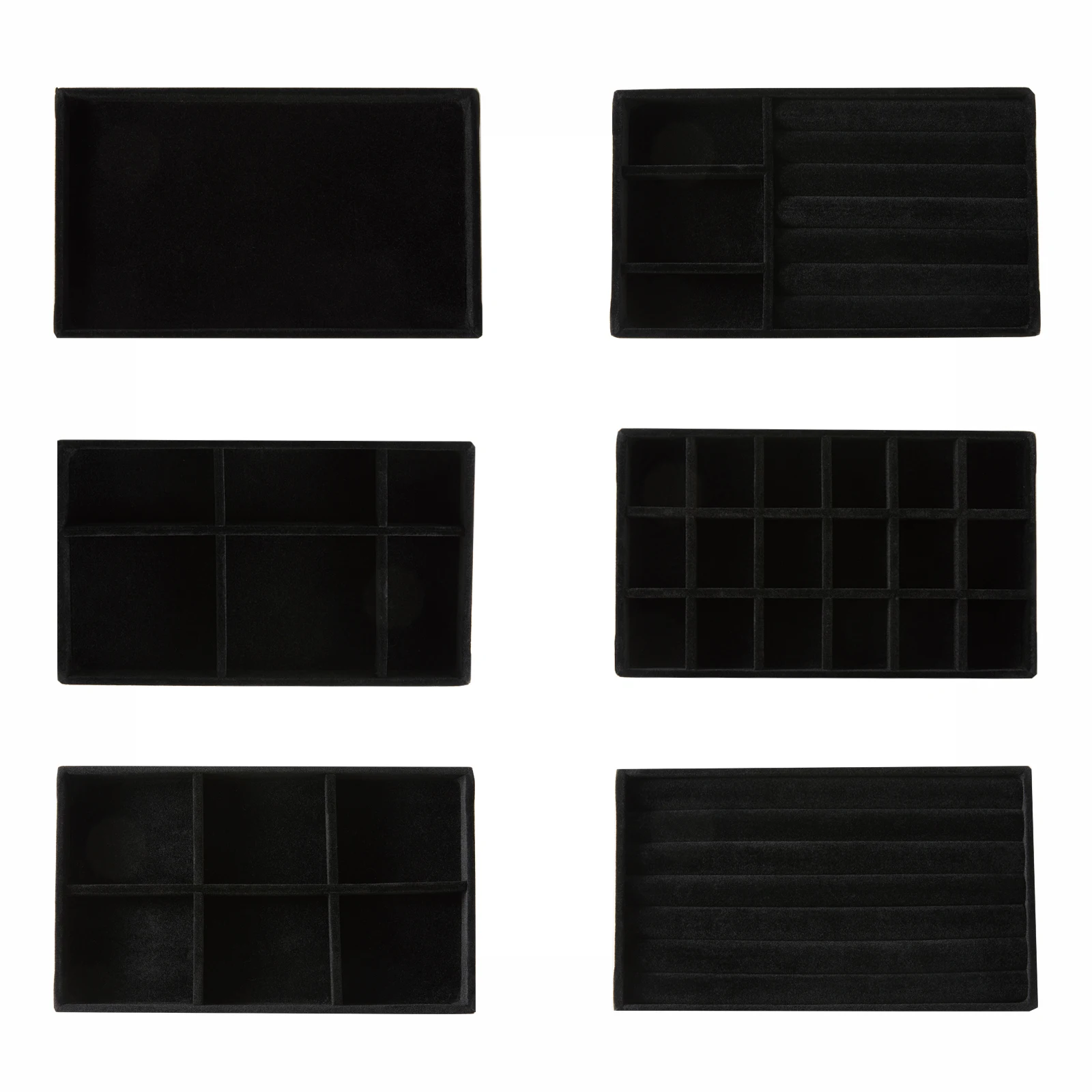 Schwarzer Schmuck-Organizer, Samt-Schmuck-Aufbewahrungstablett, Anzeige, Ring, Armbinde, Halskette, Aufbewahrungsbox, Vitrine, Schublade, Organizer-Tabletts