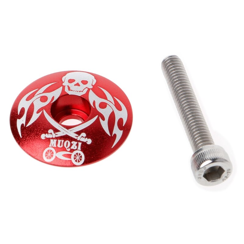 Mountain Bikes Stem Top Cap Cover Headset Screws Bicycle Cycling Accessories Set: Red