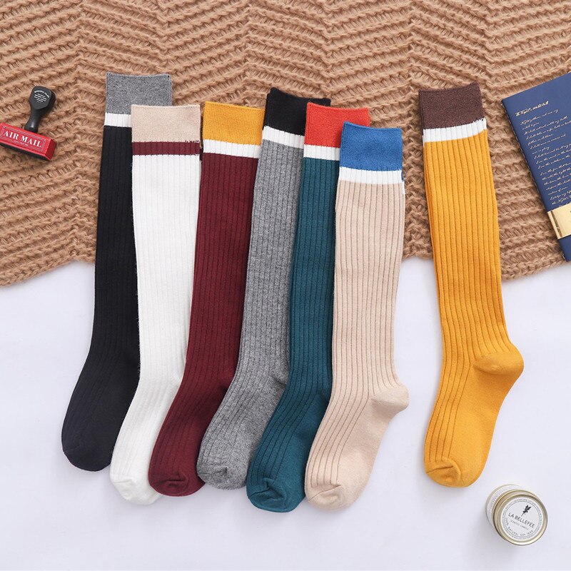 Calcetines altos hasta la rodilla para mujer, calcetines cálidos para otoño e invierno, calcetines tejidos, botas, calcetines, calentadores de piernas, calcetines de ganchillo