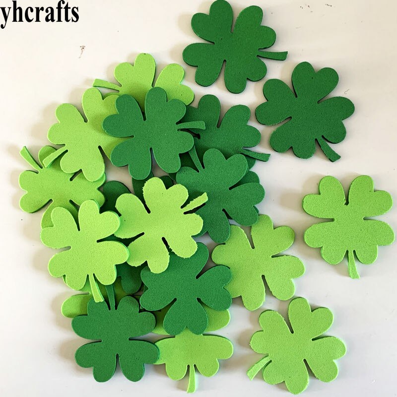1bag/LOT,foam four leaf clover without stickers Kindergarten crafts Pocket crafts Kids room decoration activitity